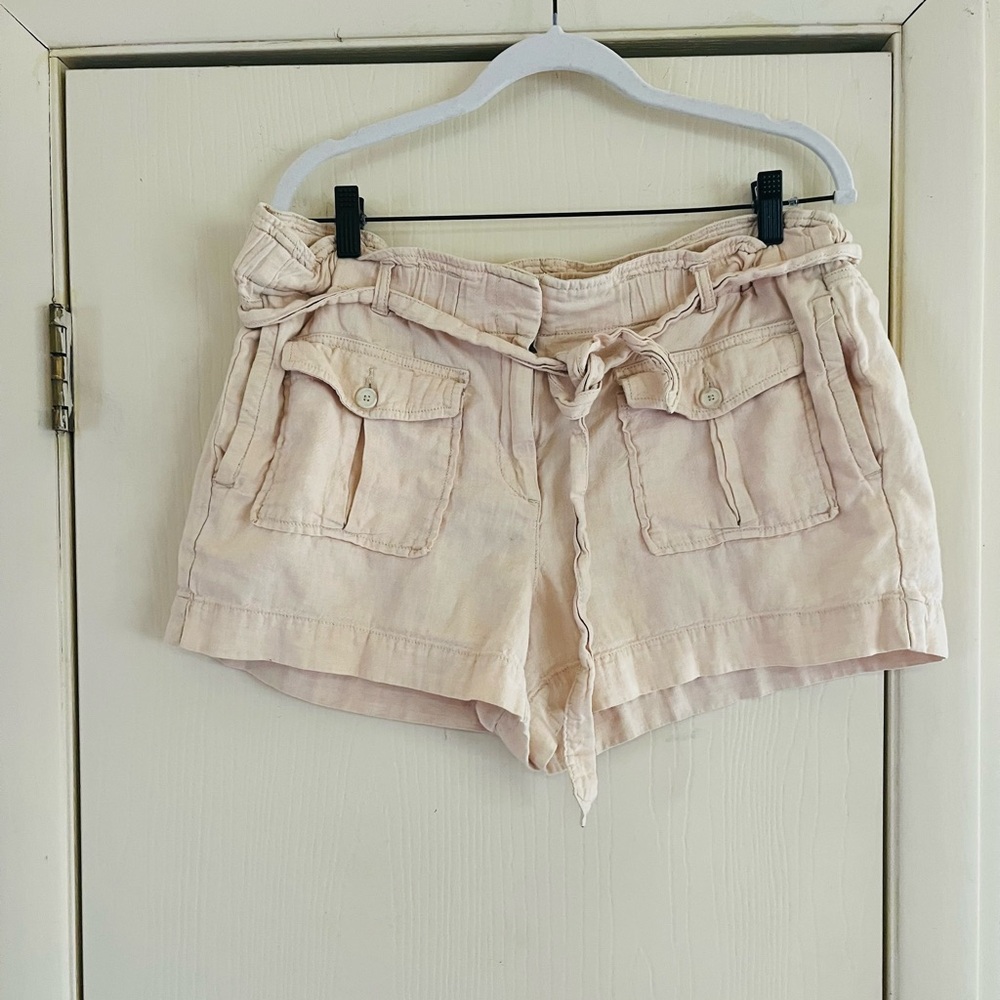 Ann Taylor paper bag linen cotton beachy boho vacation shorts 12